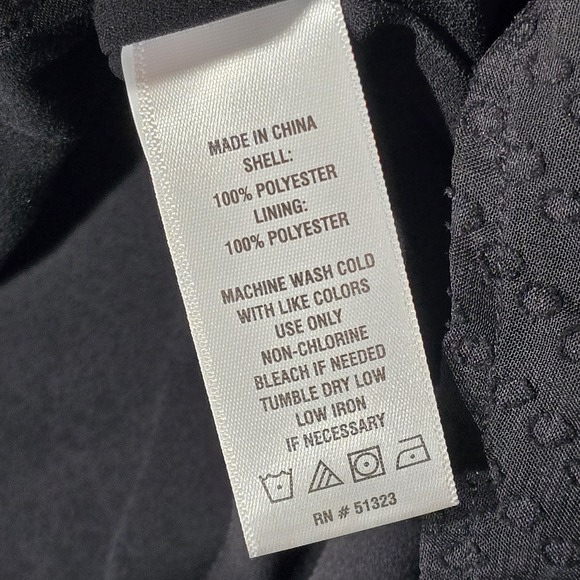 NWT CeCe Women's XS Black Cold Shoulder Blouse Swiss Dot Puff Sleeve Lined Top - Picture 7 of 10